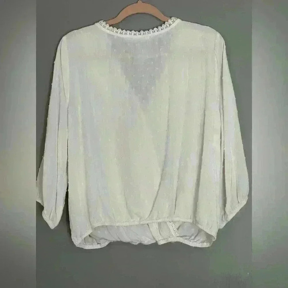 Francesca's Destiny Swiss Dot Wrap Blouse (N4) - Picture 4 of 8